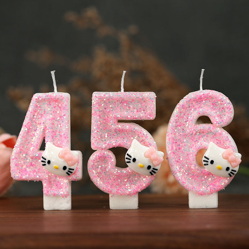 Cinnamoroll Hello Kitty Number Candles, Cartoon Character 3D Cake Topper, Birthday Anniversary Plug In Party Decoration