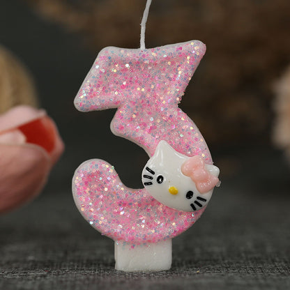 Cinnamoroll Hello Kitty Number Candles Cartoon Character 3D Cake Topper Birthday Anniversary Plug I 7