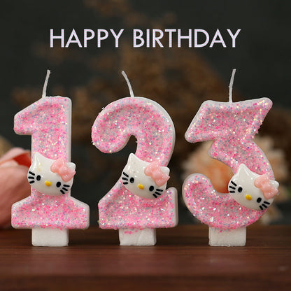 Cinnamoroll Hello Kitty Number Candles Cartoon Character 3D Cake Topper Birthday Anniversary Plug I 1