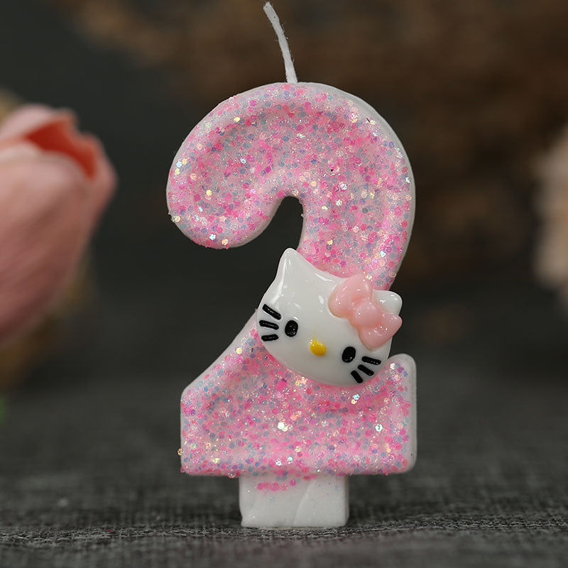 Cinnamoroll Hello Kitty Number Candles Cartoon Character 3D Cake Topper Birthday Anniversary Plug I 6
