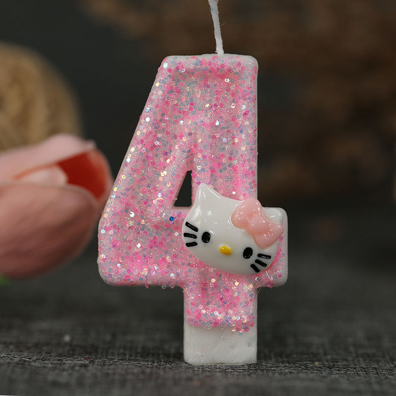 Cinnamoroll Hello Kitty Number Candles Cartoon Character 3D Cake Topper Birthday Anniversary Plug I 8