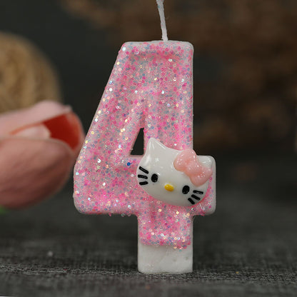 Cinnamoroll Hello Kitty Number Candles Cartoon Character 3D Cake Topper Birthday Anniversary Plug I 8