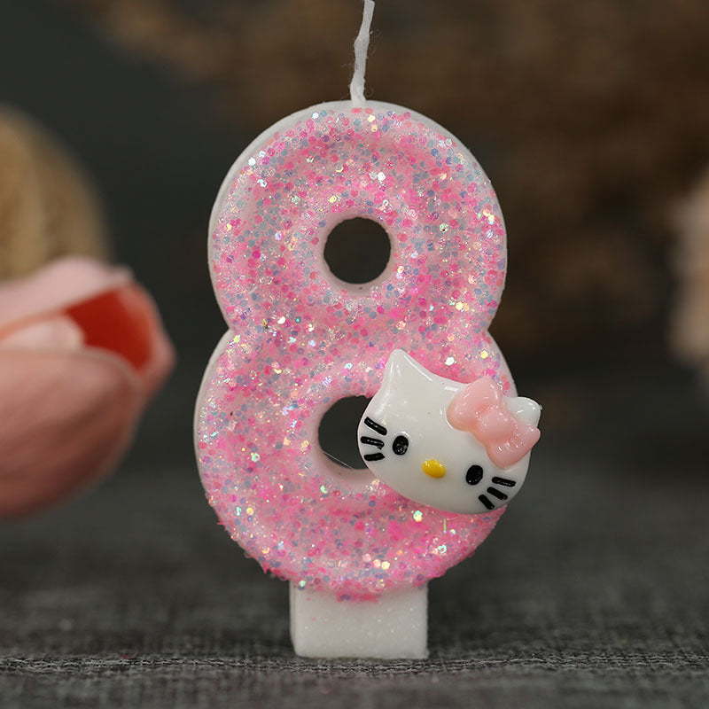 Cinnamoroll Hello Kitty Number Candles Cartoon Character 3D Cake Topper Birthday Anniversary Plug I 12