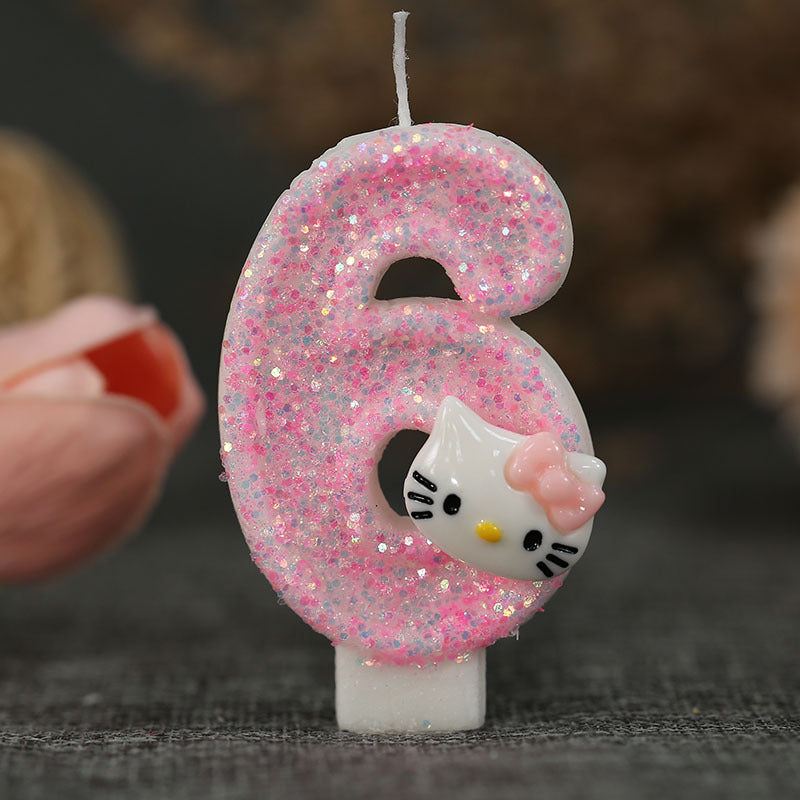 Cinnamoroll Hello Kitty Number Candles Cartoon Character 3D Cake Topper Birthday Anniversary Plug I 10