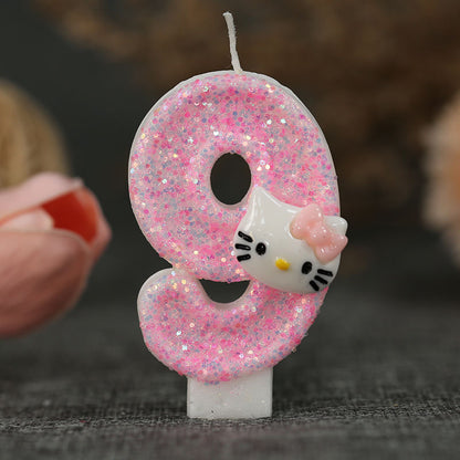 Cinnamoroll Hello Kitty Number Candles Cartoon Character 3D Cake Topper Birthday Anniversary Plug I 13
