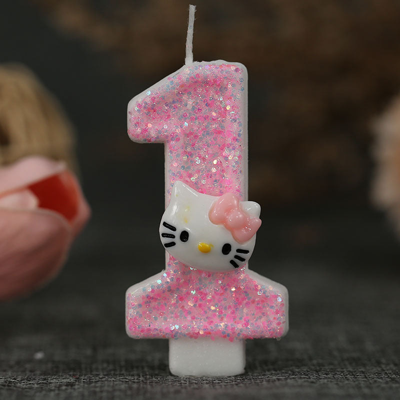 Cinnamoroll Hello Kitty Number Candles Cartoon Character 3D Cake Topper Birthday Anniversary Plug I 5