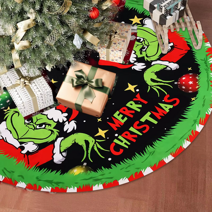 Green Monster Christmas Tree Skirt, Grinch Christmas Decor, Festive Atmosphere Home Decor for Indoors and Outdoors