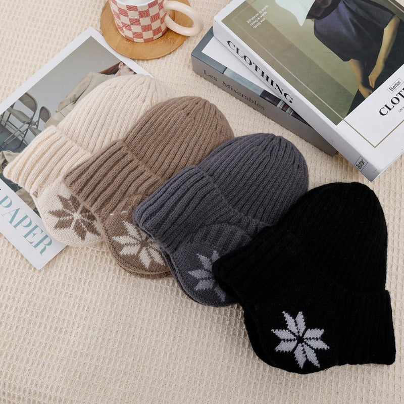 Winter Knitted Hat Plush Warm New Outdoor Women Men Faux Fur Lined Bomber Hats Peaked Cap Fashion 2
