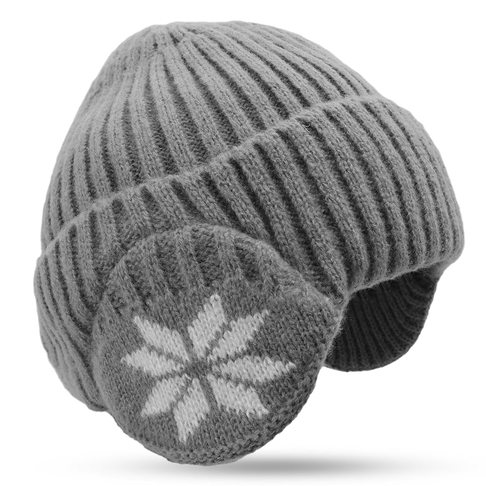 Winter Knitted Hat Plush Warm New Outdoor Women Men Faux Fur Lined Bomber Hats Peaked Cap Fashion 5