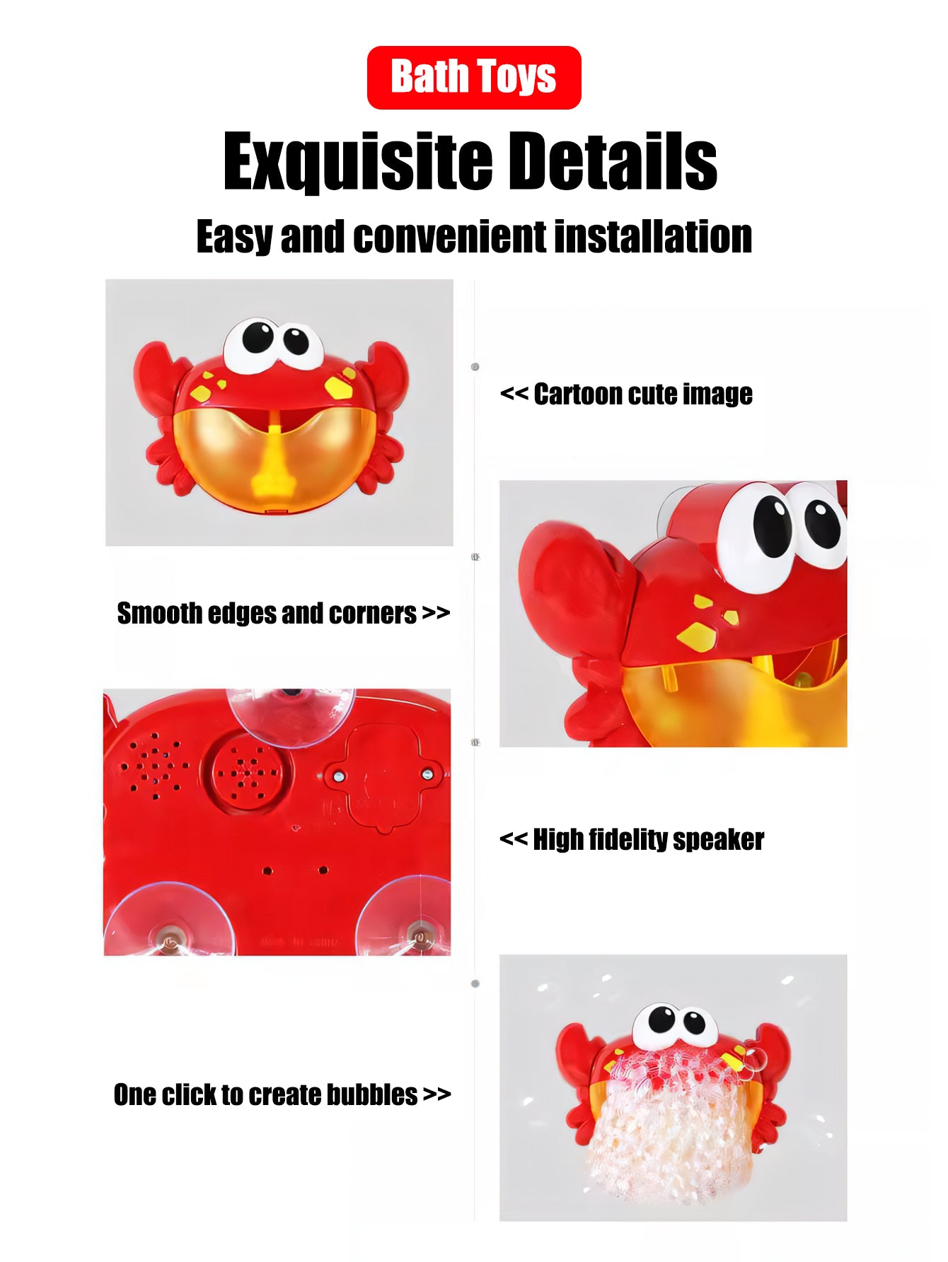 Baby Bath Toys Kids Red Crab Spit Bubble Machine With Music Kids Bathtub Water Play Surprise Gift F 4