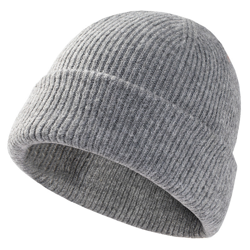 Winter Riding Watch Cap Big Head Men Sport Slouchy Cuffed Plain Beanie Hat Knit Skull Cap Dad Warm  1
