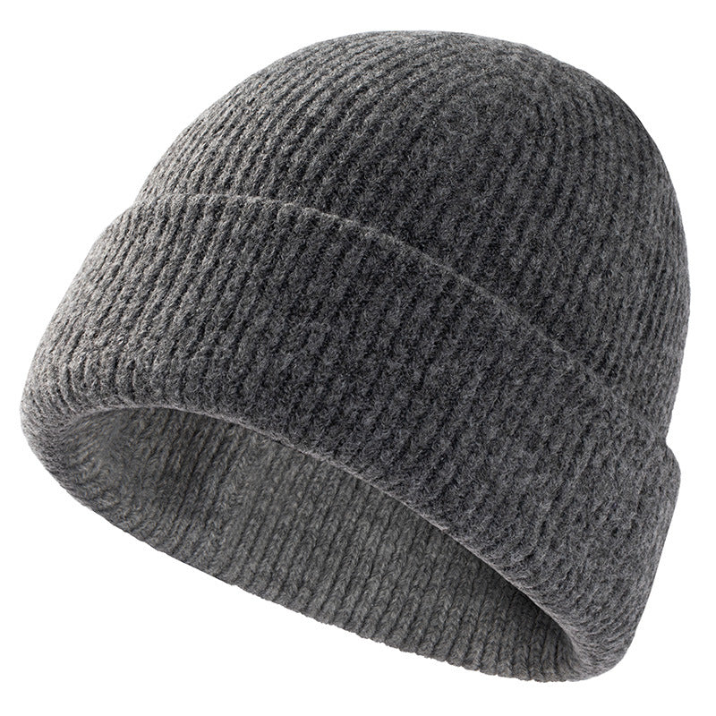 Winter Riding Watch Cap Big Head Men Sport Slouchy Cuffed Plain Beanie Hat Knit Skull Cap Dad Warm  2
