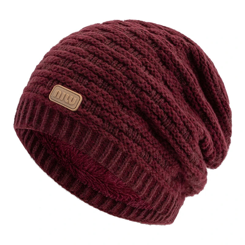 Winter Knitted Hat For Men Women Warm Beanie Cap Slouchy Style New Fashion Fur Lined Casual Decor 6