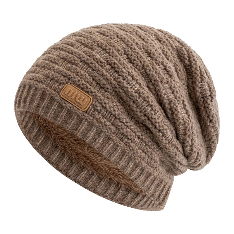 Winter Knitted Hat For Men Women Warm Beanie Cap Slouchy Style New Fashion Fur Lined Casual Decor 10