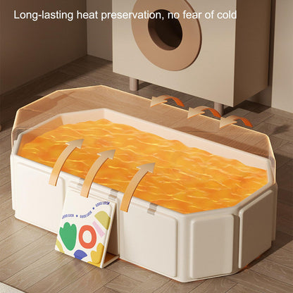 Portable Foldable Baby Bathtub, PVC Composite Large Baby Shower Tub, Toddler Infant Bath Tub with Drain Plug