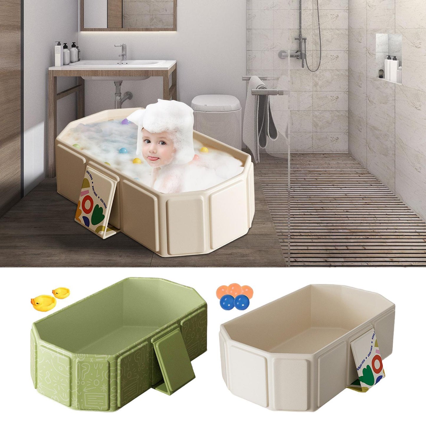 Portable Foldable Baby Bathtub PVC Composite Large Baby Shower Tub Toddler Infant Bath Tub With Dra 5