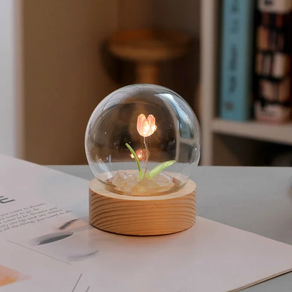 Cute LED DIY Handmade Mini Tulip Night Light Christmas Ornament Birthday Gift For Girl Family Frien 2