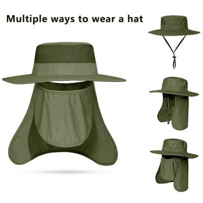 Mens Panama Hat Breathable Mesh Hiking Hat AntiUV Sun Protection Fishing Hat 2