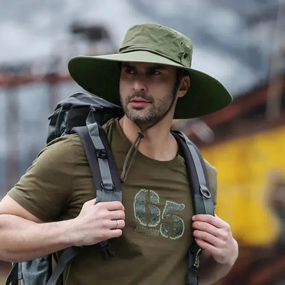 Men's Panama Hat, Breathable Mesh Hiking Hat, Anti-UV Sun Protection Fishing Hat