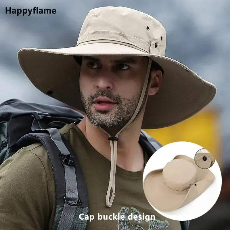 Mens Panama Hat Breathable Mesh Hiking Hat AntiUV Sun Protection Fishing Hat 1