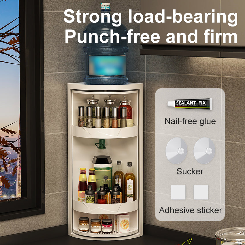 Kitchen Rotatable Layered Adjustable Shelf Spice Jars Holder Condiment Organizer Can Rotating Stora 3