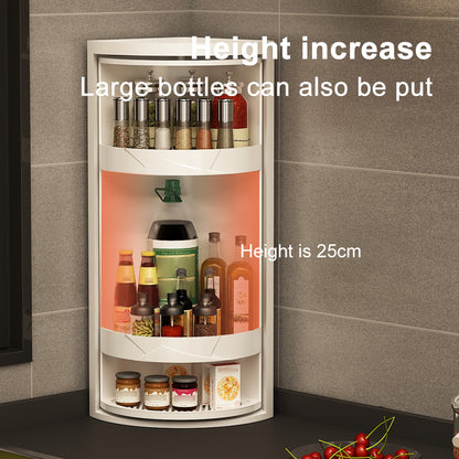 Kitchen Rotatable Layered Adjustable Shelf Spice Jars Holder Condiment Organizer Can Rotating Stora 4