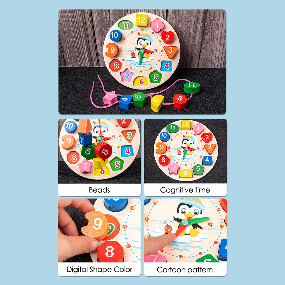 Sensory Learning Toys Montessori Wooden Set with Xylophone, Rattle, Drum, Bell