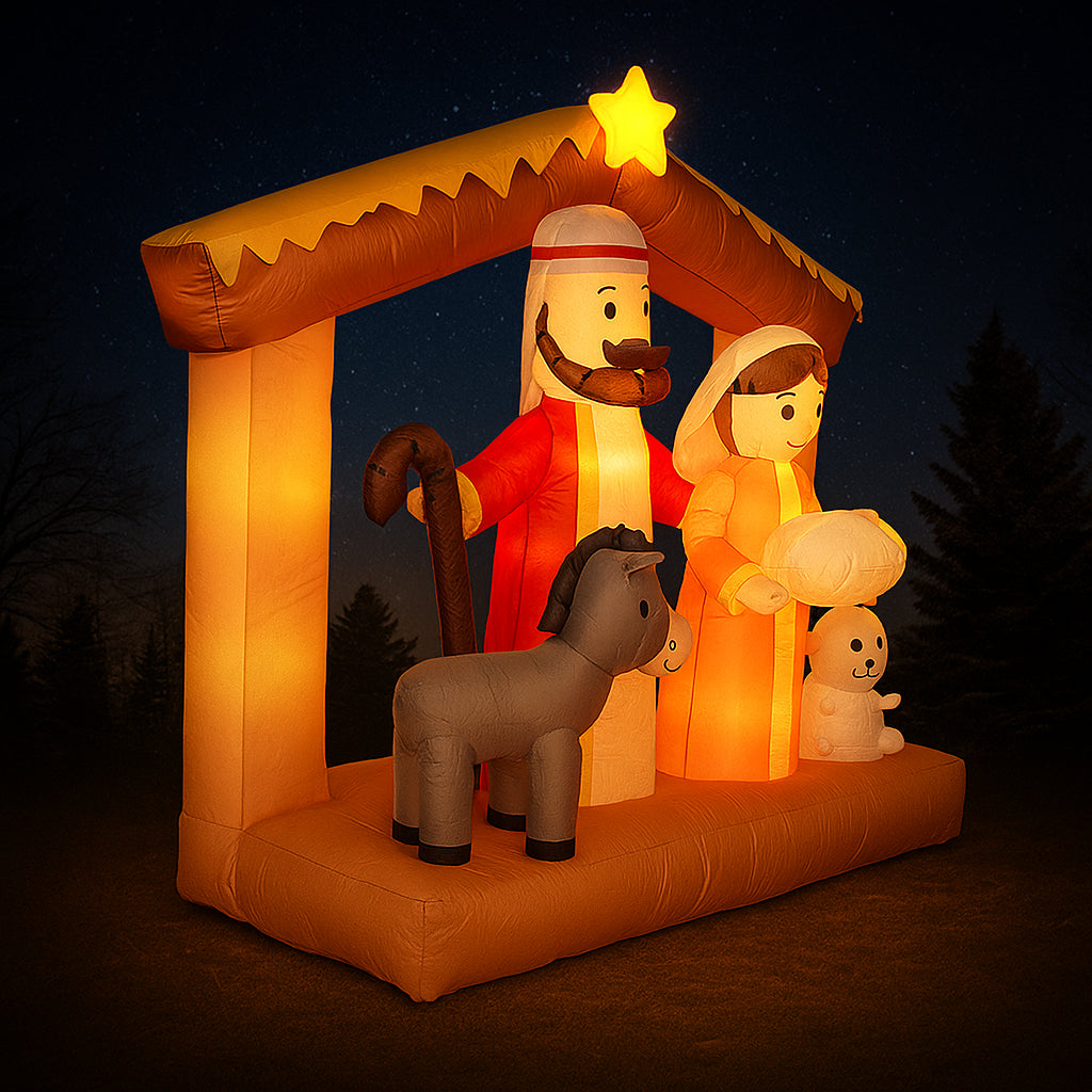Giant Inflatable Nativity Scene Decor LED Home Ornament Model Christmas Holy Family Gift Xmas Yard  1