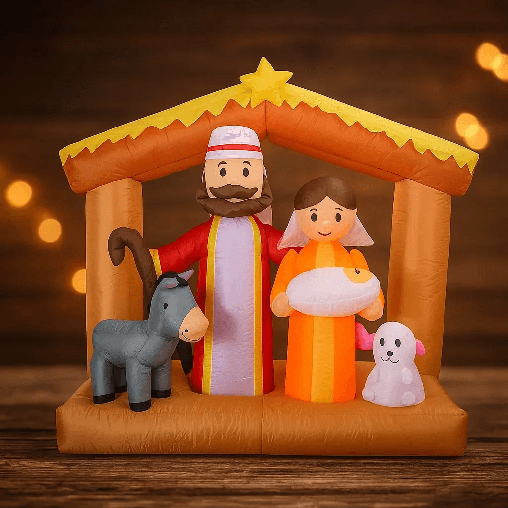 Giant Inflatable Nativity Scene Decor, LED Home Ornament, Model Christmas Holy Family Gift Xmas Yard Decorations