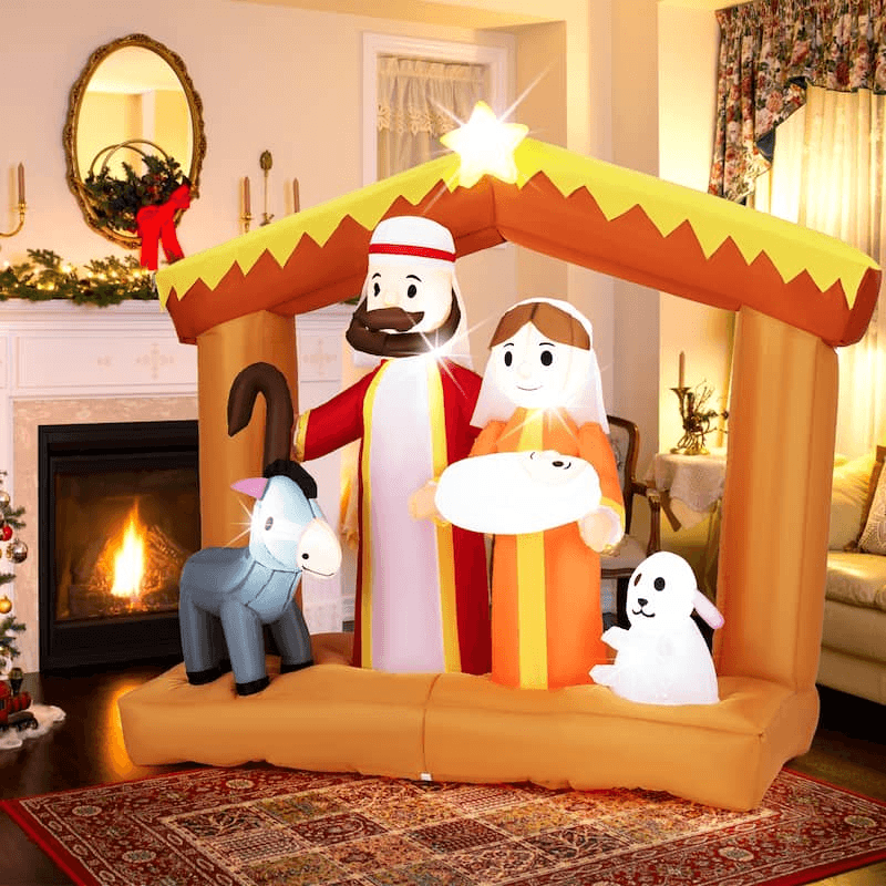 Giant Inflatable Nativity Scene Decor LED Home Ornament Model Christmas Holy Family Gift Xmas Yard  4