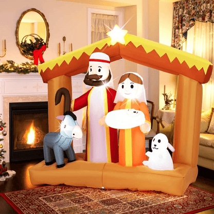 Giant Inflatable Nativity Scene Decor LED Home Ornament Model Christmas Holy Family Gift Xmas Yard  4