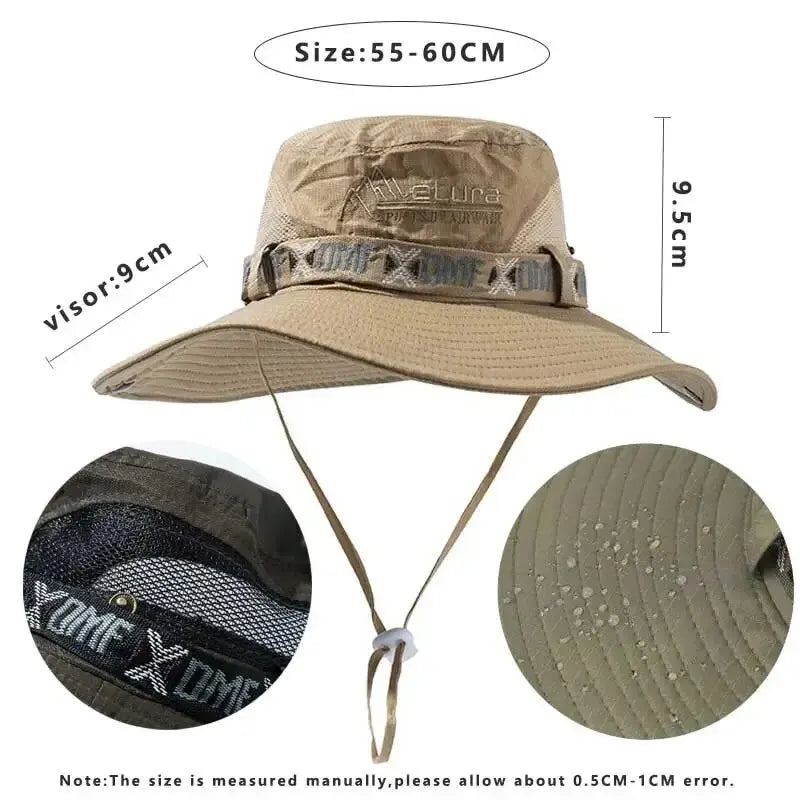 Fishing Hiking Hat, Mesh Outdoor UV Protection, Summer Men Bucket Hat
