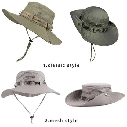 Fishing Hiking Hat, Mesh Outdoor UV Protection, Summer Men Bucket Hat