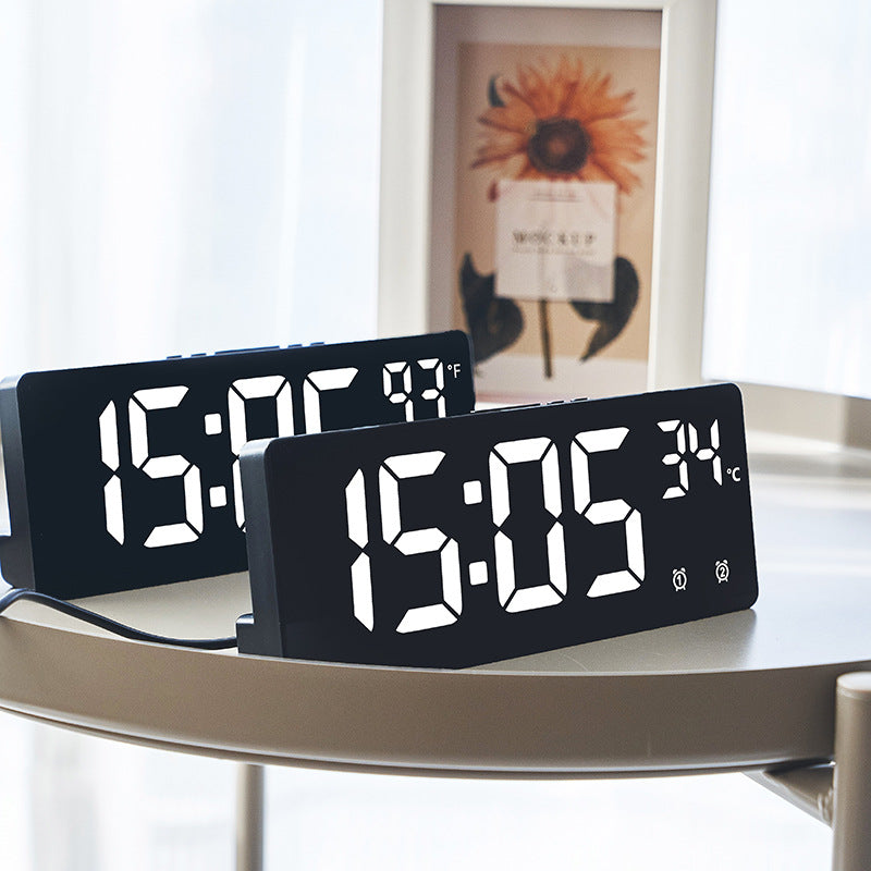 Voice Control Digital Alarm Clock Temperature Display Dual Alarm Snooze LED Desk Watch 3