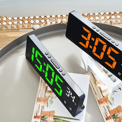 Voice Control Digital Alarm Clock Temperature Display Dual Alarm Snooze LED Desk Watch 4