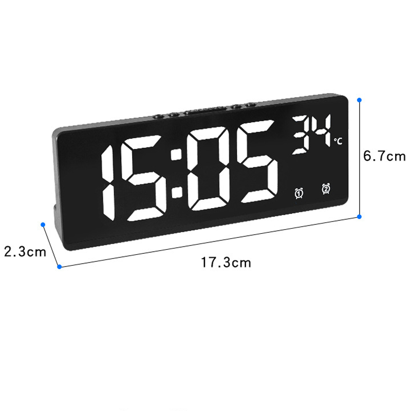 Voice Control Digital Alarm Clock Temperature Display Dual Alarm Snooze LED Desk Watch 5