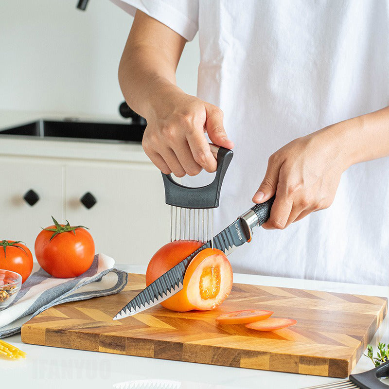 Easy Onion Chopper with Stainless Steel Holder, Colorful Onion Slicer for Potatoes and Vegetables, Kitchen Accessories