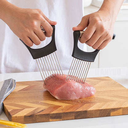 Easy Onion Chopper with Stainless Steel Holder, Colorful Onion Slicer for Potatoes and Vegetables, Kitchen Accessories