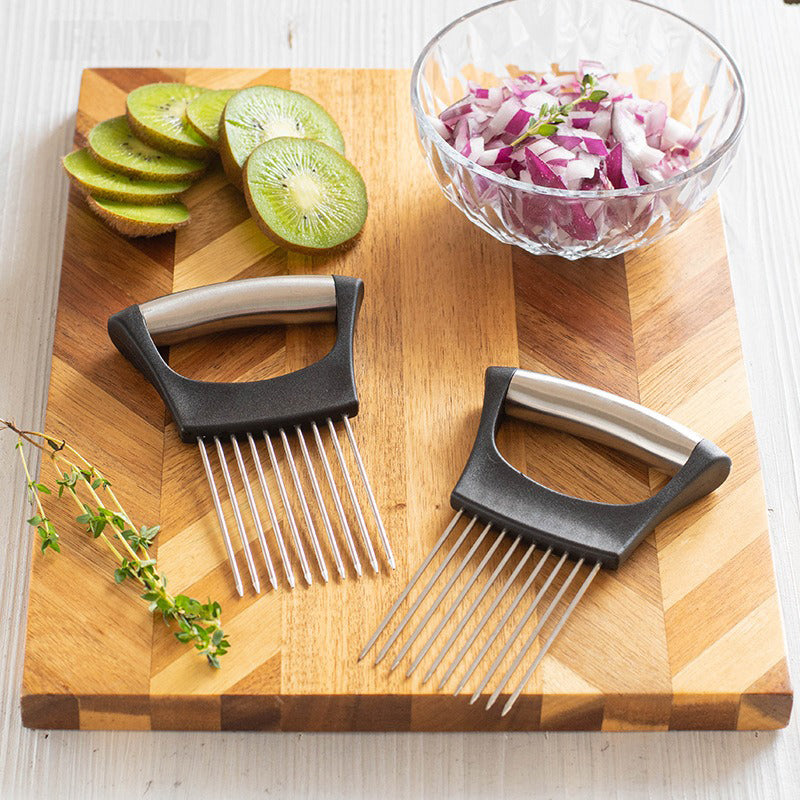 Easy Onion Chopper with Stainless Steel Holder, Colorful Onion Slicer for Potatoes and Vegetables, Kitchen Accessories