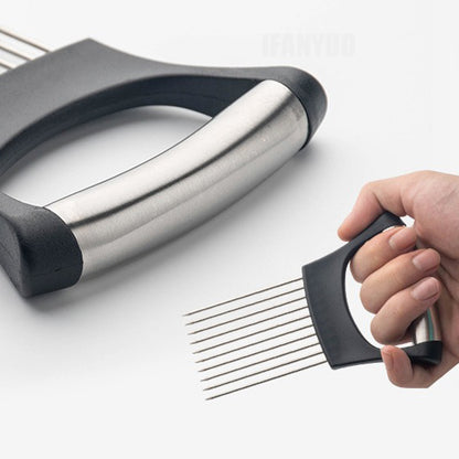 Easy Onion Chopper with Stainless Steel Holder, Colorful Onion Slicer for Potatoes and Vegetables, Kitchen Accessories