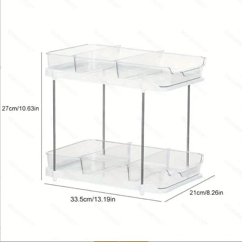 2Tier Pull Out Under Sink Storage Shelf MultiPurpose Organizer For Bathroom Cabinet Kitchen Pantry 3