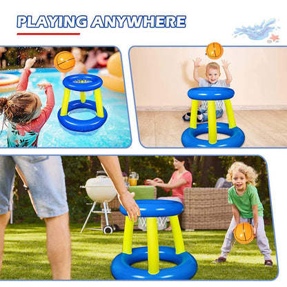 Floating Inflatable Ring Game, Water Party Basketball Hoop, Interactive Beach Fun Toy