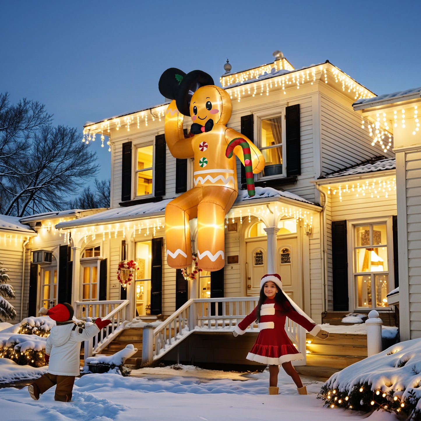 Christmas Inflatable Outdoor Decoration Sitting Gingerbread Man Inflatable Christmas Blow Up Yard D 5