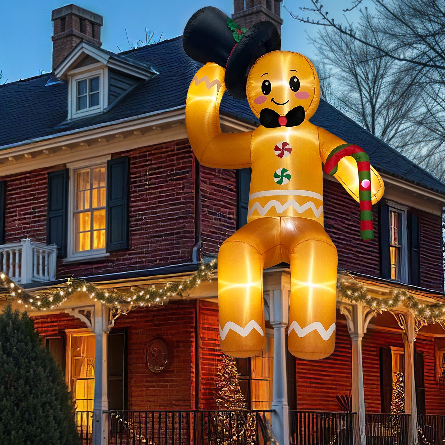 Christmas Inflatable Outdoor Decoration Sitting Gingerbread Man Inflatable Christmas Blow Up Yard D 3
