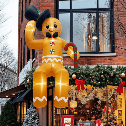 Christmas Inflatable Outdoor Decoration Sitting Gingerbread Man Inflatable Christmas Blow Up Yard Decorations
