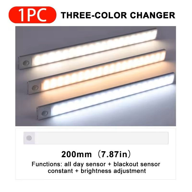 USBRechargeable 3Color Sensor Car Light Bar Automatic Induction LED Lamp For Trunk Floor  Interior 7