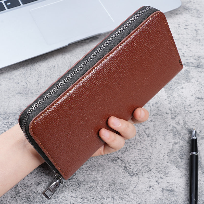 Large Wallet Clutch Bag Long Mens Zipper Wallet Business Card Wallet Mobile Phone Bag 5
