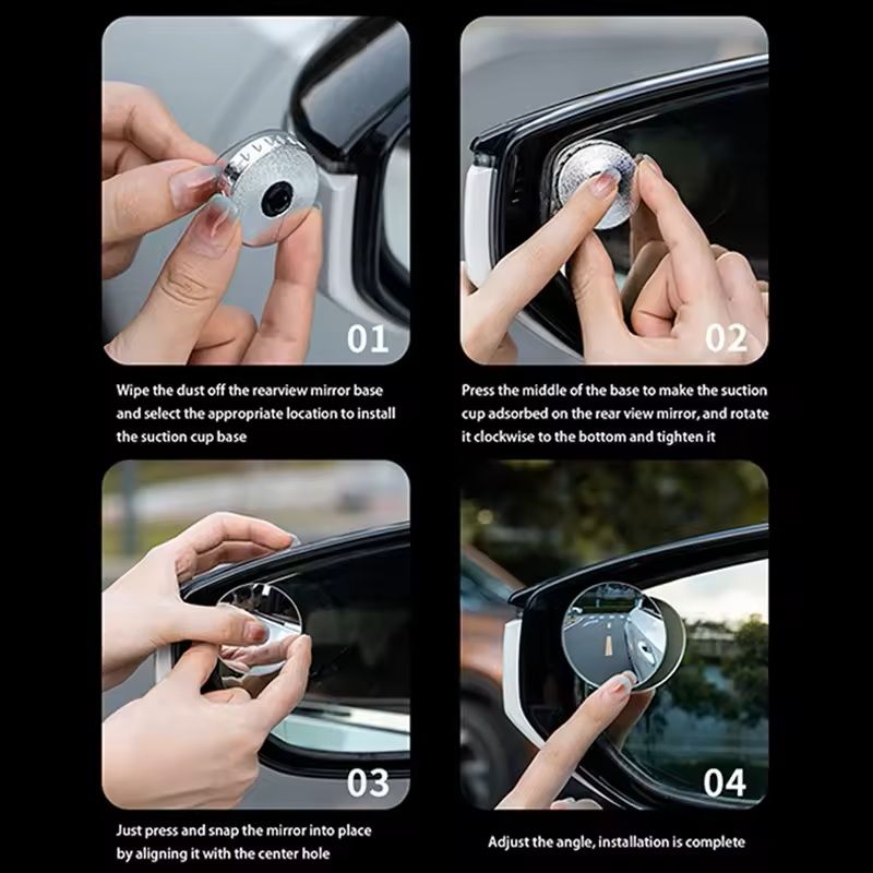 Rimless Convex Blind Spot Mirror 360 Adjustable SuctionCup Blind Spot  Rear View Mirror For Car Par 5