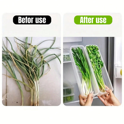 Refrigerator Storage Box With Lid Plastic Fresh Keeping Box Sealed Container For Kitchen Scallions  2