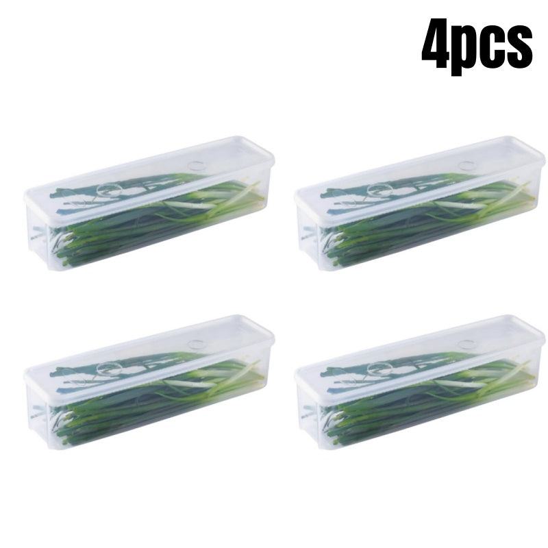 Refrigerator Storage Box With Lid Plastic Fresh Keeping Box Sealed Container For Kitchen Scallions  5